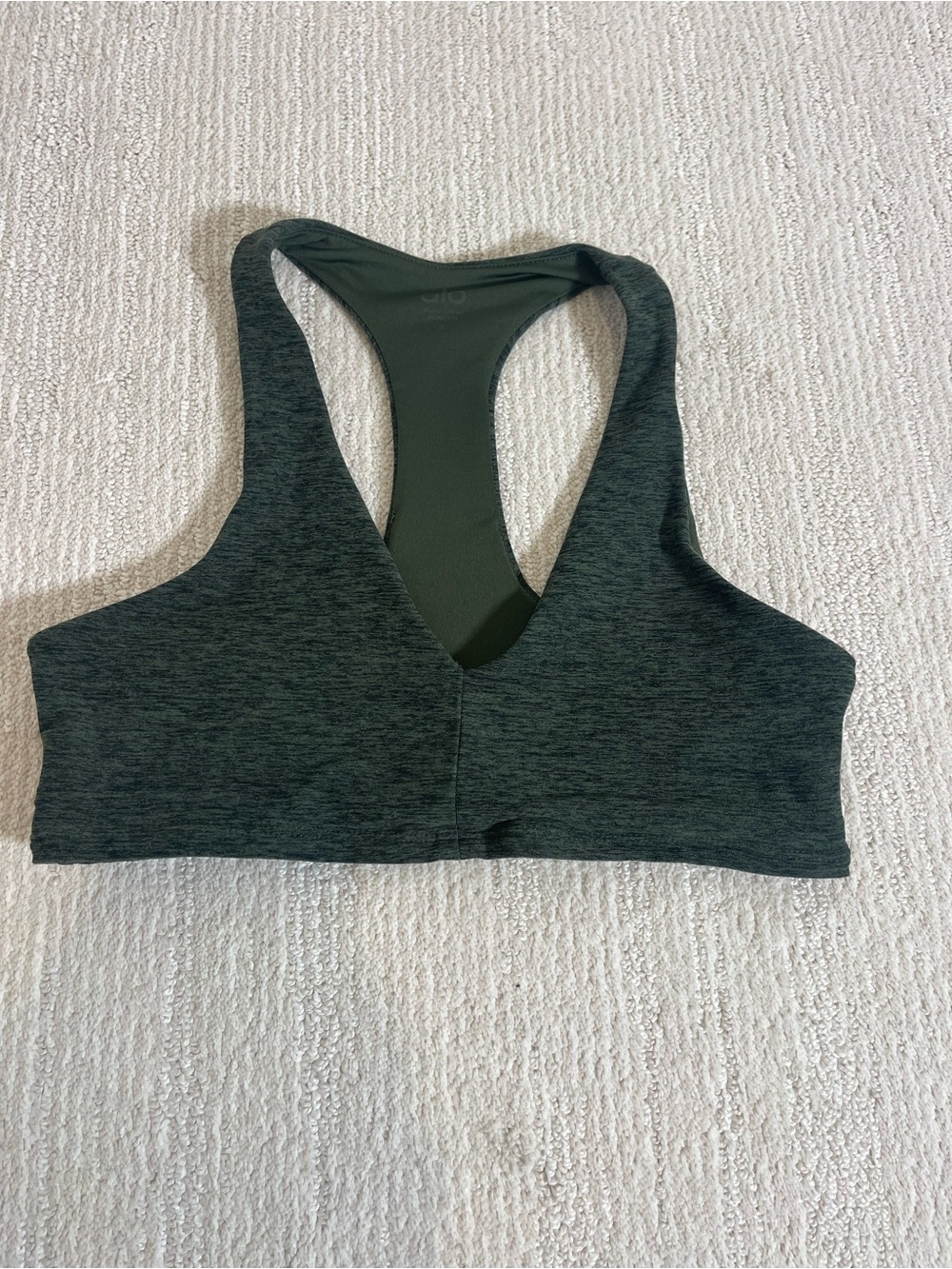 ALO Yoga Dark Heather Green Racerback Sports Bra Size S